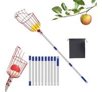 Recolector De Frutas,Herramienta Portátil Recolectora Con Pértiga - Recolector Para Mangos De 4 Metros Con Mango Retráctil Y Cesta | Herramienta de Recolección para Jardín y , Cítricos, Peras, Granada