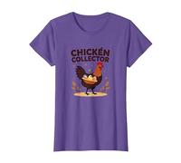 Recolector de Pollos Divertido Amante de la Granja recolector de Huevos de Gallo Camiseta, Mujer, Morado Jaspeado, L