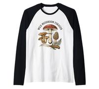 Recolector de Setas Silvestres Ilustración Vintage Camiseta Manga Raglan