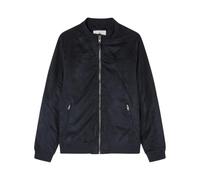 RECONSIDER SUEDE FUNNEL JACKET WITH RIBBED CUFF AND HEM