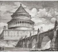 Reconstrucción del Mausoleo de Adriano ahora el Castillo de Sant'Angelo. Roma Italia. Del Volumen II de la Historia Universal Ilustrada de Cassell por Edmund Ollier publicado en 1883. Impresión de