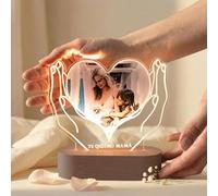 RecontraMago Lámpara LED Personalizada con Nombre | Regalo Día de la Madre y Abuela | Corona Floral Rosa | Luz Nocturna Base de Madera con Texto Grabado | Regalo Original Mamá Abuelas (2)