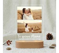RecontraMago Lámpara Personalizada con Nombre y Dedicatoria | Regalo Día de la Madre y Abuela | Luz Nocturna LED Diseño Floral | Base Madera Grabado Láser (2)