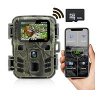 RecorCam Cámara de Caza WiFi 24MP 1296P con App Bluetooth Camara Fototrampeo de Caza Visión Nocturna IR LED Camara con IP66 Impermeable con Tarjeta de Memoria de 32GB, para la vigilancia de la Fauna