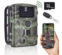 RecorCam Cámara de Caza WiFi 24MP 1296P con App Camara Fototrampeo de Caza Visión Nocturna No Glow IR LED Camara con IP65 Impermeable con Tarjeta de Memoria de 32GB, para la vigilancia de la Fauna