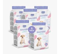 Record Absorbipiù - Alfombrillas para Perros Desechables Ultra absorbentes con polímeros de rápida absorción, Base Impermeable, Protectores para Perros con Esquinas Adhesivas | 5 Paquetes de 5