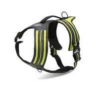 Record - Arnés para Perros Action Alpes - Color Amarillo - Talla L - Material: Nylon Trenzado con Bandas Reflectantes 3M ScotchLite - Circunferencia 70-95 cm