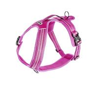 Record - Arnés para Perros Action Alpes - Color Fucsia - Talla XS - Material: Nylon Trenzado con Bandas Reflectantes 3M ScotchLite - Circunferencia 43-49 cm