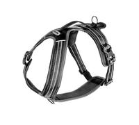 Record - Arnés para Perros Action Alpes - Color Negro - Talla XL - Material: Nylon Trenzado con Bandas Reflectantes 3M ScotchLite - Circunferencia 90-125 cm