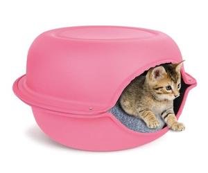 Record - Cama para Gatos de Peluche con cojín Elegante, Plegable y Confortable. Ángulo de relajación para el Gato cómodo y Seguro | Rosa, 44 x 44 x 25 cm