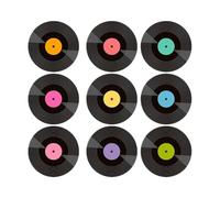 Record Coaster - Récord Retro Music Coasters | Carrera De Bebidas De Alta Calidad 10x | Colorido Retro Disco De Vinilo Con Etiquetas Divertidas, Taza De La Mesa De Disco De Viny