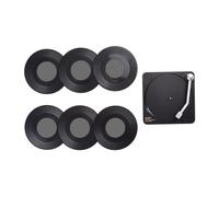 Record Coasters For Drinks - Music Analog Inspired Nostalgic, SlipResistant Beverage Mat, Table Guard Disc Style Party Accessory Indoor Outdoor SurfaceCare Heatproof Round Design Camping