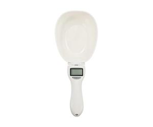 Record Cuchara báscula dosificadora - Pesa croquetas para perros y gatos - Báscula digital integrada - Carga máxima de 800 g/ml - Plástico libre de BPA - Color Blanco