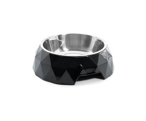 Record Cuenco para Perros Diamond - Acero Inoxidable y melamina - Desmontable - Equipado con Gomas Antideslizantes - Dimensiones: Ø 18 cm - Capacidad 350 ml - Color Negro