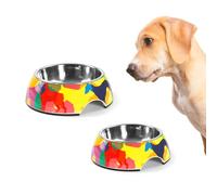 Record - Cuenco para Perros Doggies - Acero Inoxidable y melamina - Equipado con Almohadillas Antideslizantes - Diámetro 17,5 cm - Capacidad 350 ml - Fantasía con Siluetas de Perros Multicolor