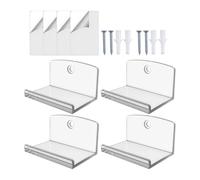 Record Holder - Acrylic 6.35cm, Album Wall Mount, Display Rack 4 Piece Set | Clear Modern Space Saving Shelf Design, Acrylic Shelf, Display Rack For Vinyl, Books, Comics, Picture Albums, Decor