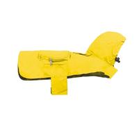 Record Impermeable bolsillo para perros con capucha ajustable. Abrigo para perros de bolsillo y plegable con cierre de velcro. Chaqueta impermeable para perros con orificio para la correa | (amarillo,