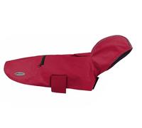 Record - Impermeable para Perros Diran Plegable con Capucha, Resistente al Viento con elásticos para Patas traseras y Bandas Reflectantes. Práctico y Protector para Cualquier Clima | Rojo, 2XS