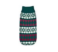 Record - Jersey para Perros Cervinia Verde y Rojo, Talla S, Longitud de Espalda 35 cm. Jersey para Perros Hecho de Punto con Hilos cálidos y Suaves para una Comodidad óptima y Estilo Elegante
