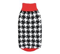 Record - Jersey para Perros de Compras, Longitud de la Espalda 50 cm. Jersey con Cuello Alto Dolcevita, fantasía Blanco-Negro con Detalles Rojos, Orificio para Correa y Lavable a máquina | XL