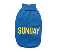 Record - Jersey para Perros Everyday. Suéter para Perros Suave de Cuello Alto con pasamanos elástico, Bordado con Texto Sunday | Azul, S - Longitud de Espalda 35 cm