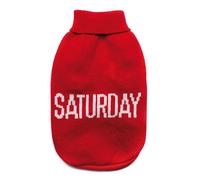 Record - Jersey para Perros Everyday. Suéter para Perros Suave de Cuello Alto con pasamanos elástico, Bordado con Texto Saturday | Rojo, S - Longitud de Espalda 35 cm