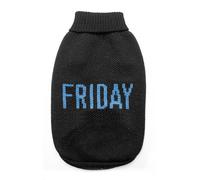 Record - Jersey para Perros Everyday. Suéter para Perros Suave de Cuello Alto con pasamanos elástico, Bordado con Texto Friday | Negro, S - Longitud de Espalda 35 cm