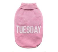 Record - Jersey para Perros Everyday. Suéter para Perros Suave de Cuello Alto con pasamanos elástico, Bordado con Texto Tuesday |Rosa, M - Longitud de Espalda 40 cm