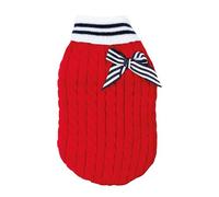 Record - Jersey para Perros Francesino cálido y Elegante. Jersey con Cuello Alto, Acabado costado inglés y Lazo Decorativo, Agujero Correa y Lavable a máquina | Rojo, M