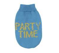 Record - Jersey para Perros Influencer. Suéter para Perros Suave de Cuello Alto con pasamanos elástico, Bordado con Texto Party Time | | Azul Claro, L - Longitud de Espalda 45 cm