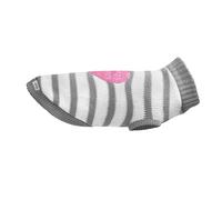 Record - Jersey para Perros Pullove, Longitud de Espalda 45 cm. Jersey cálido con corazón de Lentejuelas Reversible, Orificio para Correa y Lavable a máquina | Gris - Blanco, L