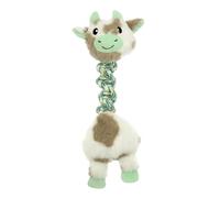 Record - Juguete Interactivo para Perros de Peluche con Cuerda elástica Elastic Friends. Juego de agarrar, Tirar y Masticar tamaños | Vaca 44 cm
