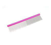 Record - Peine para perros y gatos profesional de acero inoxidable con doble malla. Peine para mascotas con dientes cónicos antiestáticos y mango de aluminio para todos los pelos. | 20 x 4,5 cm