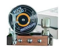 Record Player Air Freshener for Car, Solar-Powered Retro Aromatherapy Diffuser, Creative Decoration, Long-Lasting Scent 3.94×3.74×3.15 Inches for Automotive Interior