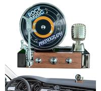 Record Player Car Air Freshener, Solar-Powered Aromatherapy Decoration, Retro Scent Dispenser, Long-Lasting Fragrance and Compact Design, 3.94x3.74x3.15 Inches, for Automotive Use