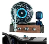Record Player Car Air Freshener, Solar-Powered Aromatherapy Decoration, Retro Scent Dispenser, Long-Lasting Fragrance and Compact Design, 3.94x3.74x3.15 Inches, for Automotive Use