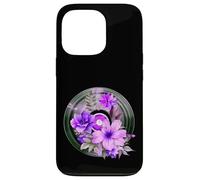 Record Player LP Music Themed Pressed Flower Purple Floral Carcasa para iPhone 13 Pro