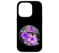 Record Player LP Music Themed Pressed Flower Purple Floral Carcasa para iPhone 14 Pro