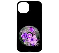 Record Player LP Music Themed Pressed Flower Purple Floral Carcasa para iPhone 15 Plus