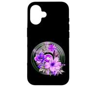 Record Player LP Music Themed Pressed Flower Purple Floral Carcasa para iPhone 16