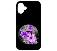 Record Player LP Music Themed Pressed Flower Purple Floral Carcasa para iPhone 16 Plus