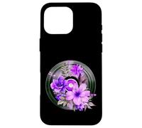 Record Player LP Music Themed Pressed Flower Purple Floral Carcasa para iPhone 16 Pro MAX