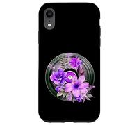 Record Player LP Music Themed Pressed Flower Purple Floral Carcasa para iPhone XR