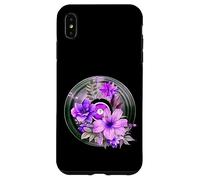 Record Player LP Music Themed Pressed Flower Purple Floral Carcasa para iPhone XS MAX