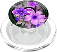 Record Player LP Music Themed Pressed Flower Purple Floral PopSockets PopGrip para MagSafe