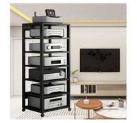 Record Player Stand - 7 Tier AV Media Stand, Floor-Standing Hi-Fi Rack, Height Adjustable Wooden Shelf Audio Tower For Stereo Component Cabinet(Negro)