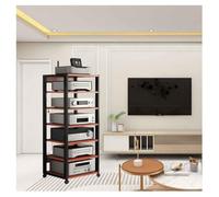 Record Player Stand - 7 Tier AV Media Stand, Floor-Standing Hi-Fi Rack, Height Adjustable Wooden Shelf Audio Tower For Stereo Component Cabinet(Red)