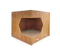 Record Rascador para Gatos Loft - Estructura de Madera y cartón con Hierba gatera - Forma cúbica con Entrada en ángulo - Dimensiones 40 x 40 x 35 h - Cómoda Cama para Gatos