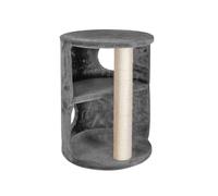 Record - Rascador para Gatos Torre - Dimensiones: Ø 42 x 58 cm - Color Gris - con Estructura de Columna semicerrada de Peluches - Estimula a tu Gato