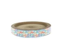 Record Rascador Redondo de cartón con gatnip - Tamaño: Ø 40 x 6 cm - Forma cilíndrica - Juego para Gatos y cómoda Cama - Color Habana con fantasía